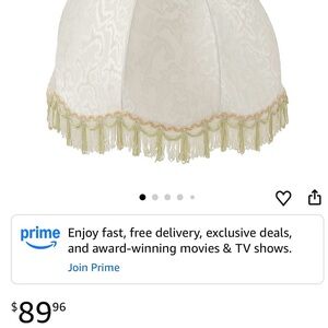 Aspen Handsewn Off-White Spider Lamp Shade, Jacquard Textured Fabric with Fr...